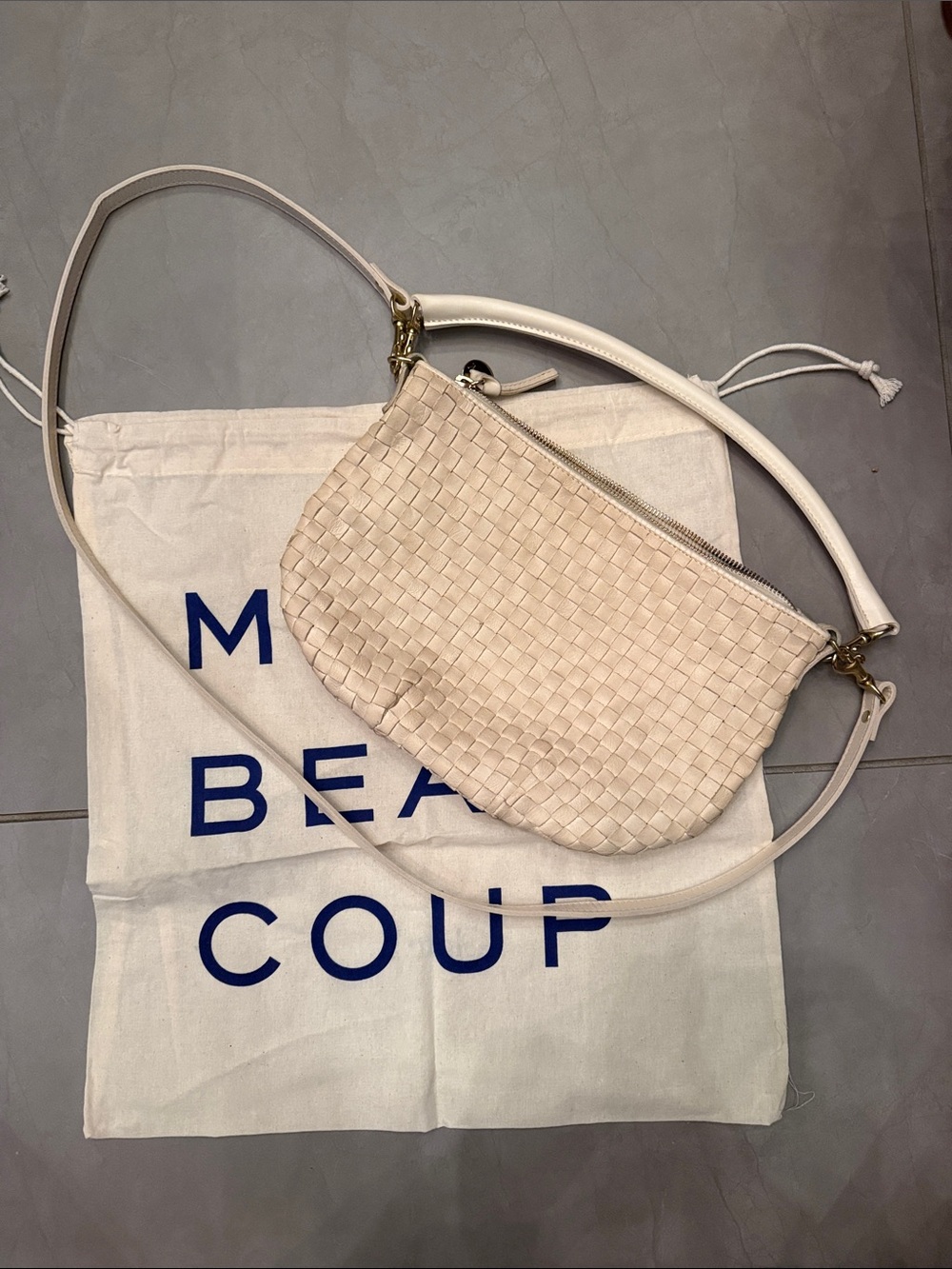 CLARE V petite moyan bag in cream woven checker - Picture 17 of 17